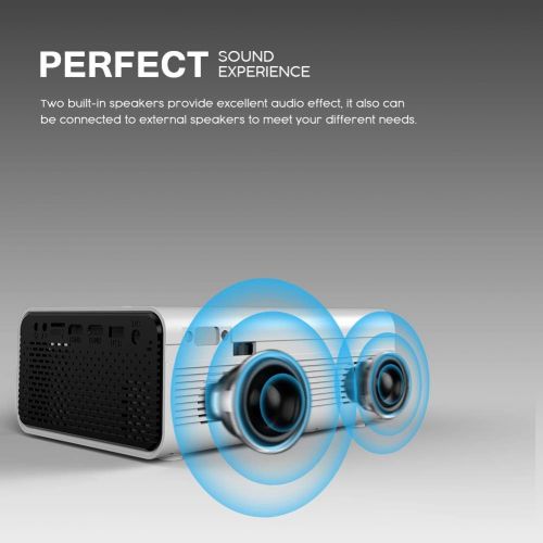  Crosstour Projector, Mini LED Video Projector Home Theater Supporting 1080P 55,000 Hours Lamp Life Compatible with HDMI/USB/SD Card/VGA/AV and Smartphone