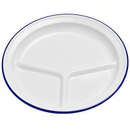 Crow Canyon Home Enamelware Divided Camp Plate - Solid White with Blue Rim