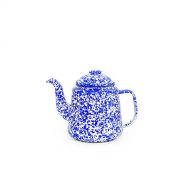 Crow Canyon Home Enamelware Teapot, 1.6 quart, Blue/White Splatter