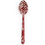 Crow Canyon Home Enamelware Slotted Spoon, 12 inch, Burgundy/Cream Splatter (Single)