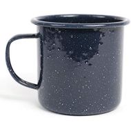 Crow Canyon Home Stinson Collection Enamelware Mug, 16 ounce, Navy Blue Speckled (Set of 4)