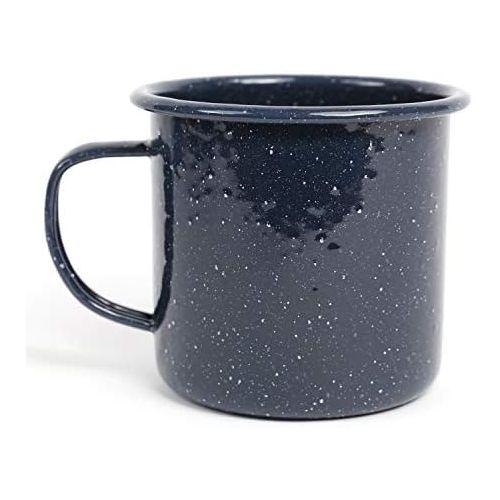  Crow Canyon Home Stinson Collection Enamelware Mug, 16 ounce, Navy Blue Speckled (Set of 4)