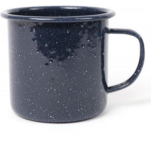  Crow Canyon Home Stinson Collection Enamelware Mug, 16 ounce, Navy Blue Speckled (Set of 4)