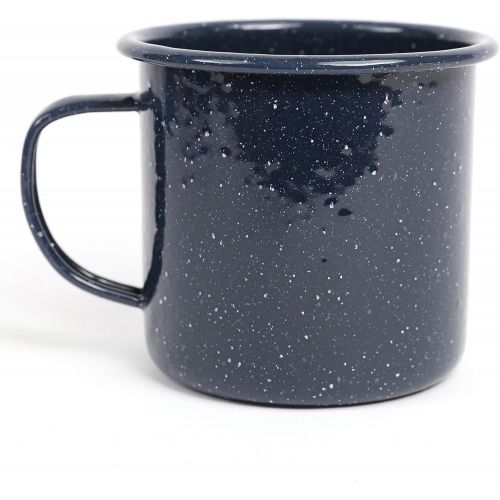  Crow Canyon Home Stinson Collection Enamelware Mug, 16 ounce, Navy Blue Speckled (Set of 4)