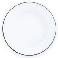 Crow Canyon Home Enamelware Raised Salad Plate, 8 inch, Vintage White/Grey (Set of 4)