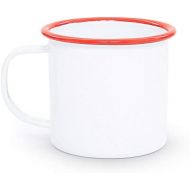 Crow Canyon Home Enamelware Mug, 12 ounce, Vintage White/Red (Single)