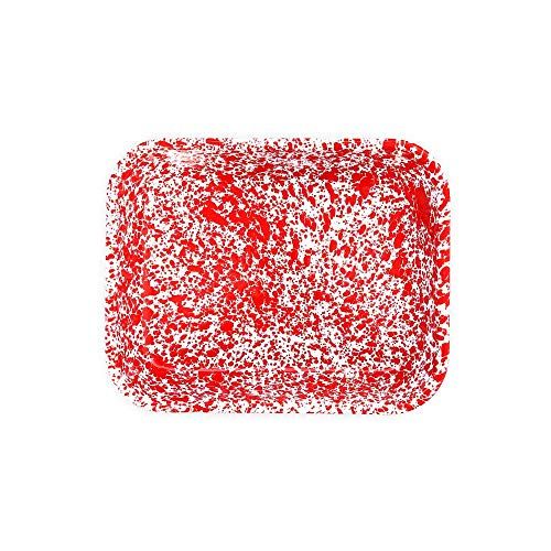  Crow Canyon Home Enamelware Open Roaster, 13 x 10 inches, Red/White Splatter: Red Enamel Roaster: Kitchen & Dining