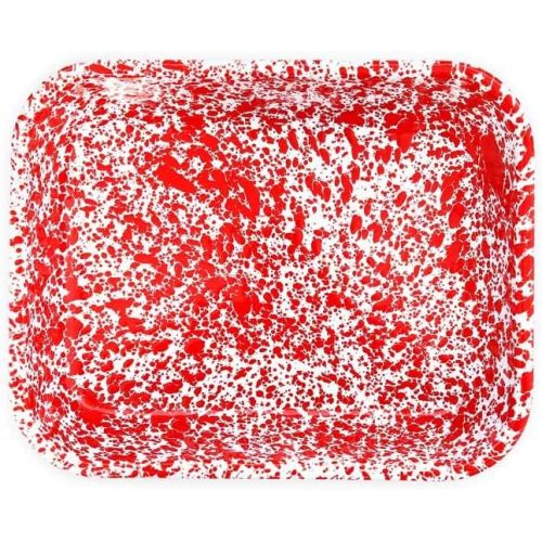  Crow Canyon Home Enamelware Open Roaster, 13 x 10 inches, Red/White Splatter: Red Enamel Roaster: Kitchen & Dining