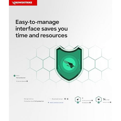  CrowdStrike Falcon Go | Premier Antivirus Protection for Small Businesses | Industry Leading Cybersecurity | Easy to Use | Easy to Install | Business Software | Windows/Mac | 12 Month Subscription