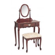 Crown ACME 02337A-Oak Queen Ann 2-Piece Wood Veneer Vanity Set, Oak Finish