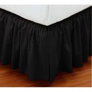Crown Collection Crown Royal Hotel Collection Beddings 850 Thread Count Egyptian Cotton Dust Ruffle/Single Ruffle Bed Skirt Full Size 17 Inch Drop Length Black Striped Export Quality
