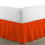 Crown Collection Crown Royal Hotel Collection Beddings 850 Thread Count Egyptian Cotton Dust Ruffle / Single Ruffle Bed Skirt Queen Size 24 Inch Drop Length Orange Solid Export Quality