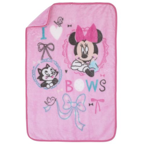  Crown Crafts 5 Pieces Disney Minnie Mouse Crib Bedding Musical Mobile and Plush Blanket Set