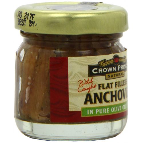  Crown Prince Natural Flat Fillets of Anchovies in Pure Olive Oil, 1.5-Ounce Jars (Pack of 18)