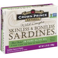 Crown Prince Natural Skinless & Boneless Sardines in Pure Olive Oil, 3.75-Ounce Cans (Pack of 12)