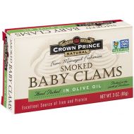Crown Prince Natural Smoked Baby Clams in Olive Oil, 3-Ounce Cans (Pack of 12)