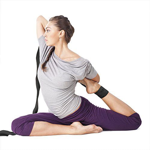  Crown Sporting Goods 10 Cotton Yoga Pose Support Strap, Metal D Ring, Black