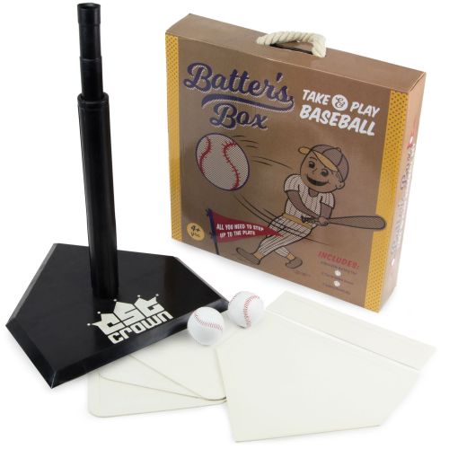  Crown Sporting Goods Batters Box Baseball Set, T-Ball Pack - Batting Tee, 5 Bases, 2 Balls, & Case