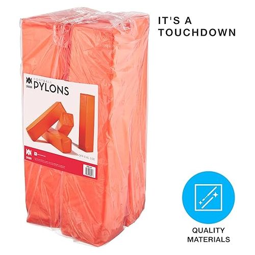  Crown Sporting Goods Anchorless Weighted Football Pylons (Set of 4), Orange