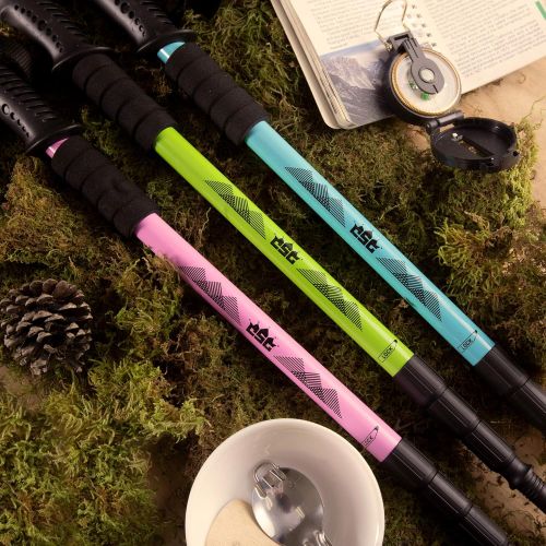  Crown Sporting Goods Trekking Pole & Walking Staff | Strong, Lightweight Aluminum | Extends up to 53 Collapses down to 23 | All-terrain: Interchangeable Carbonite Ice Pick Tip, Rubber Asphalt Tip, and