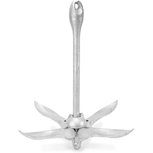  Crown Sporting Goods Galvanized Folding Grapnel Boat Anchor - Collapsible Spike Hook for Shallow Water - Boating Accessories for Kayaks, Canoes, Paddle Boards, & Small Watercrafts