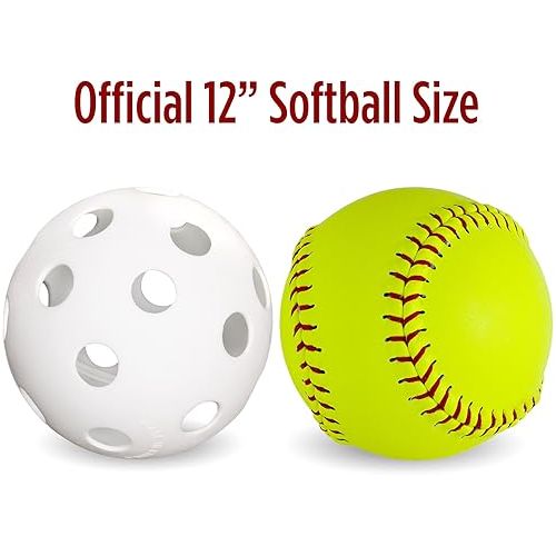  Crown Sporting Goods 12-inch Plastic Softballs, 6-Pack - Plastic Perforated Practice Balls for Sports Training - Indoor or Outdoor Sports Equipment for Coaching, Drills, & Intramurals (White)