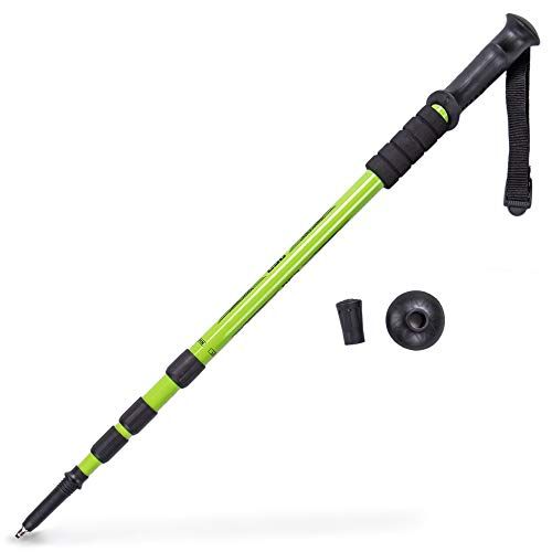  Crown Sporting Goods Trekking Pole & Walking Staff Strong, Lightweight Aluminum Extends up to 53 Collapses down to 23 All-terrain: Interchangeable Carbonite Ice Pick Tip, Rubber Asphalt Tip, and Snow C