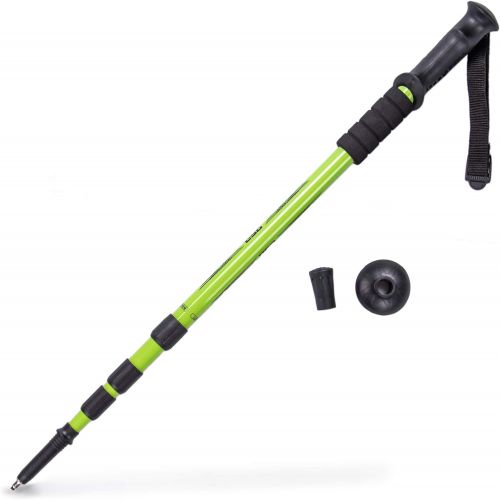  Crown Sporting Goods Trekking Pole & Walking Staff Strong, Lightweight Aluminum Extends up to 53 Collapses down to 23 All-terrain: Interchangeable Carbonite Ice Pick Tip, Rubber Asphalt Tip, and Snow C