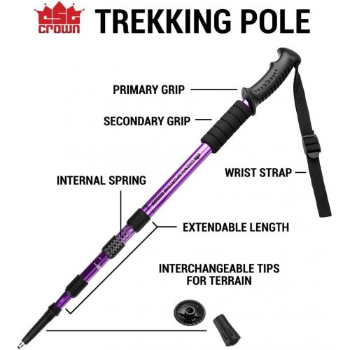  43 Shock-Resistant Adjustable Trekking Pole and Hiking Staff by Crown Sporting Goods