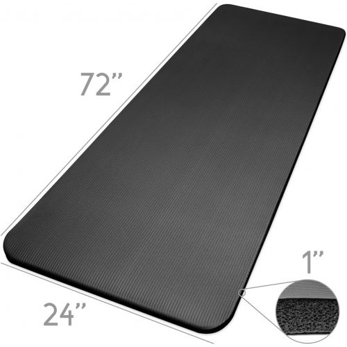  Crown Sporting Goods Crown Sports Exercise Mat 1 in Thick, 72 x 24 in with Arm Strap - Non-Slip Exercise Mat with High Density Foam for Yoga and Pilates Exercise Workouts - 4X Thicker Than Other Exeric