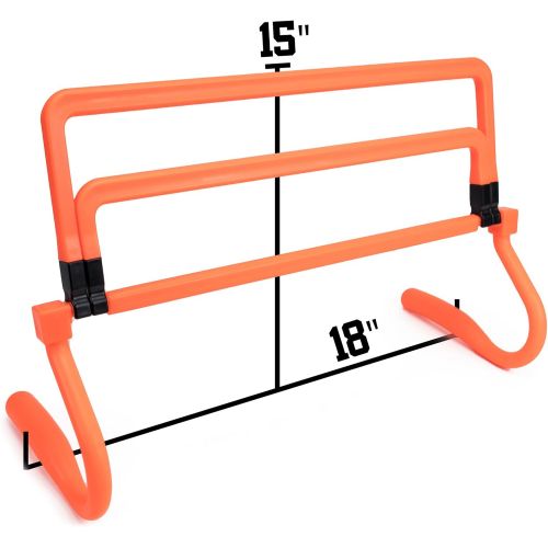  Crown Sporting Goods 6-Pack of Agility Hurdles with Adjustable Height Extenders ? Neon Orange Set & Carry Bag ? Plyometric Fitness & Speed Training Equipment ? Hurdle/Obstacles for Soccer, Football, Tr