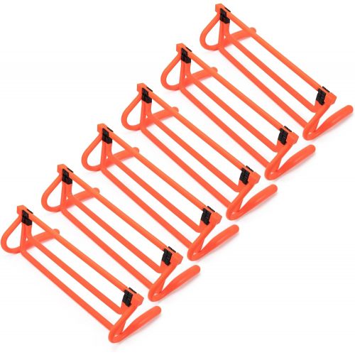  Crown Sporting Goods 6-Pack of Agility Hurdles with Adjustable Height Extenders ? Neon Orange Set & Carry Bag ? Plyometric Fitness & Speed Training Equipment ? Hurdle/Obstacles for Soccer, Football, Tr