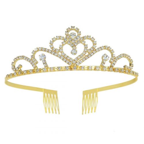  CrownUS Metal Princess Crown Gold Tiara Crystal for Girls Women Halloween Cosplay Birthday Party Costume...