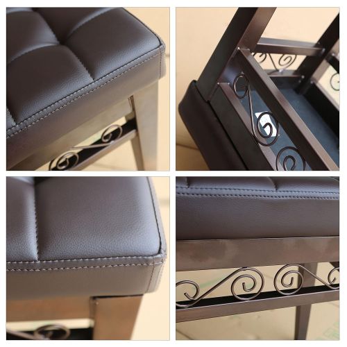  Crownroyaljack crownroyaljack Furniture Square Piano Bench Bathroom Vanity Bench Makeup Stool Chairs, Brown