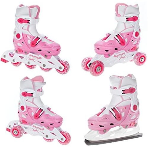  Croxer 4in1 Inlineskates/Triskates/Rollschuhe/Schlittschuhe Balloon Pink verstellbar