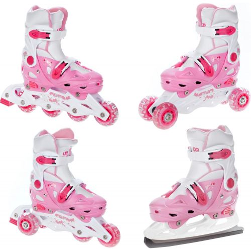  Croxer 4in1 Inlineskates/Triskates/Rollschuhe/Schlittschuhe Balloon Pink verstellbar