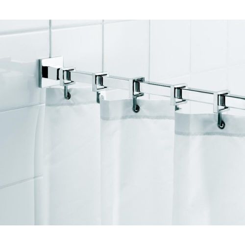  Croydex Space Saver 20% More Room Shower Curtain Rod, Brushed Nickel