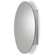 Croydex Tay Stainless Steel Oval Medicine Cabinet with Over Hanging Mirror Door, 25.6 x 17.7 x 3.9 In.