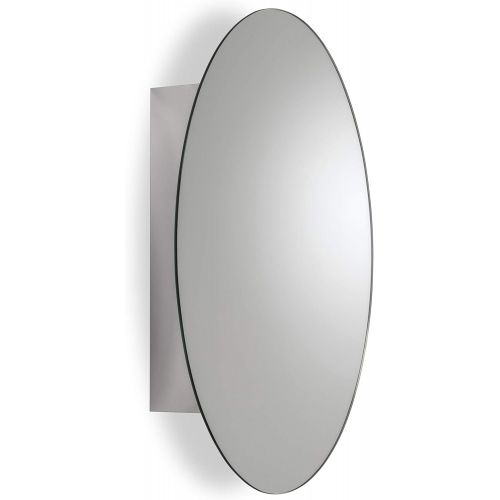  Croydex Tay Stainless Steel Oval Medicine Cabinet with Over Hanging Mirror Door, 25.6 x 17.7 x 3.9 In.