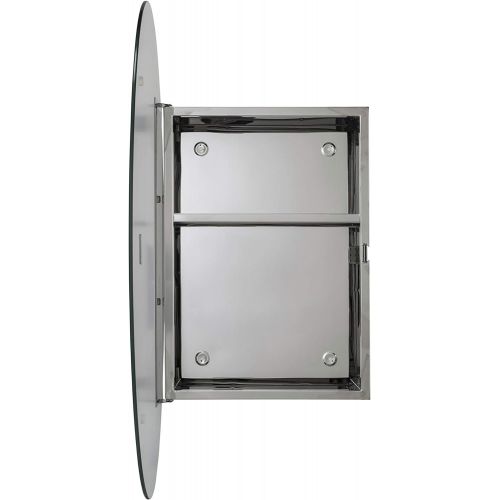  Croydex Tay Stainless Steel Oval Medicine Cabinet with Over Hanging Mirror Door, 25.6 x 17.7 x 3.9 In.