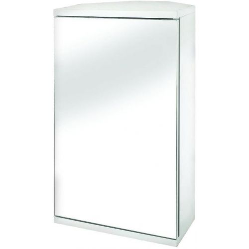  Croydex Simplicity MDF single Door Mirrored Corner Medicine Cabinet with Magnetic Push Catch Opening, White