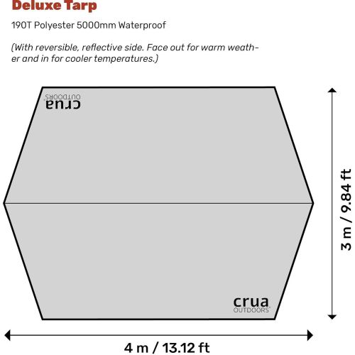  Crua Outdoors Reflective Deluxe Tarp/Rainfly - Large Size (10ft x 13ft), Perfect Lightweight Canopy for Hammocks or Campsite