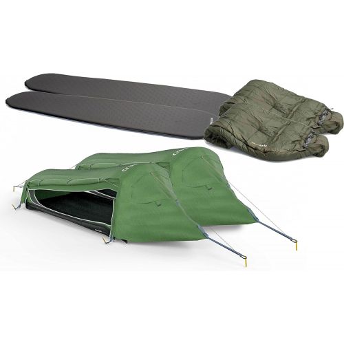  Crua Outdoors Twin Hybrid Set - 2 Person Set for Camping Ground Tent or Hammock - Included 2X Self-Inflating Mattress and 2X Sleeping Bags