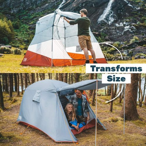  Crua Outdoors Xtent 2 Person Lightweight Hiking Tent - Fully Extendable from 5 ft to 6.6ft and Porch