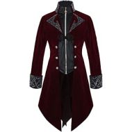 Crubelon Men Steampunk Vintage Jacket Gothic Victorian Frock Coat Uniform