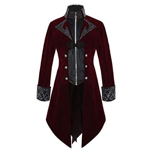 할로윈 용품Crubelon Men Steampunk Vintage Jacket Gothic Victorian Frock Coat Uniform