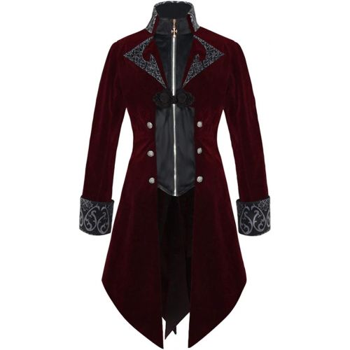  할로윈 용품Crubelon Men Steampunk Vintage Jacket Gothic Victorian Frock Coat Uniform