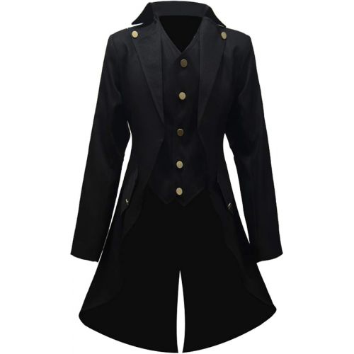  할로윈 용품Crubelon Men‘s Steampunk Vintage Jacket Gothic Victorian Frock Coat Uniform