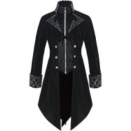 Crubelon Men Steampunk Vintage Jacket Gothic Victorian Frock Coat Uniform
