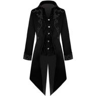 Crubelon Mens Steampunk Vintage Tailcoat Jacket Gothic Victorian Frock Coat Uniform Halloween Costume